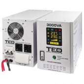 UPS Pentru Centrala, Sursa Curent Centrala 3000VA 2100W cu Ecran LCD si Sinusoidala Pura, Utilizeaza 2x Baterie 12V, Ted Electric TED001672